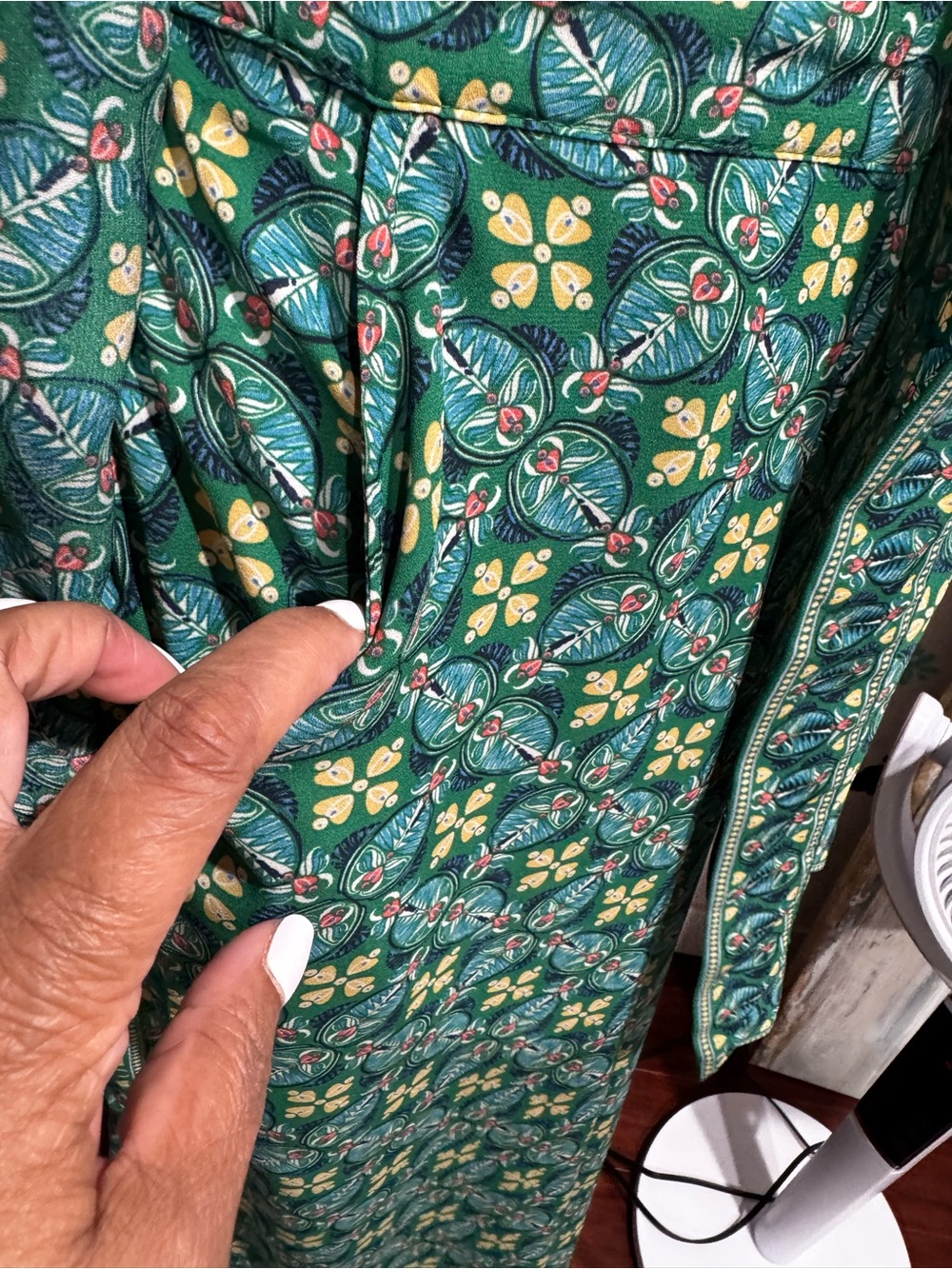 Max Studio Kimono Green Floral Wide-Leg Pants Set - Picture 9 of 11